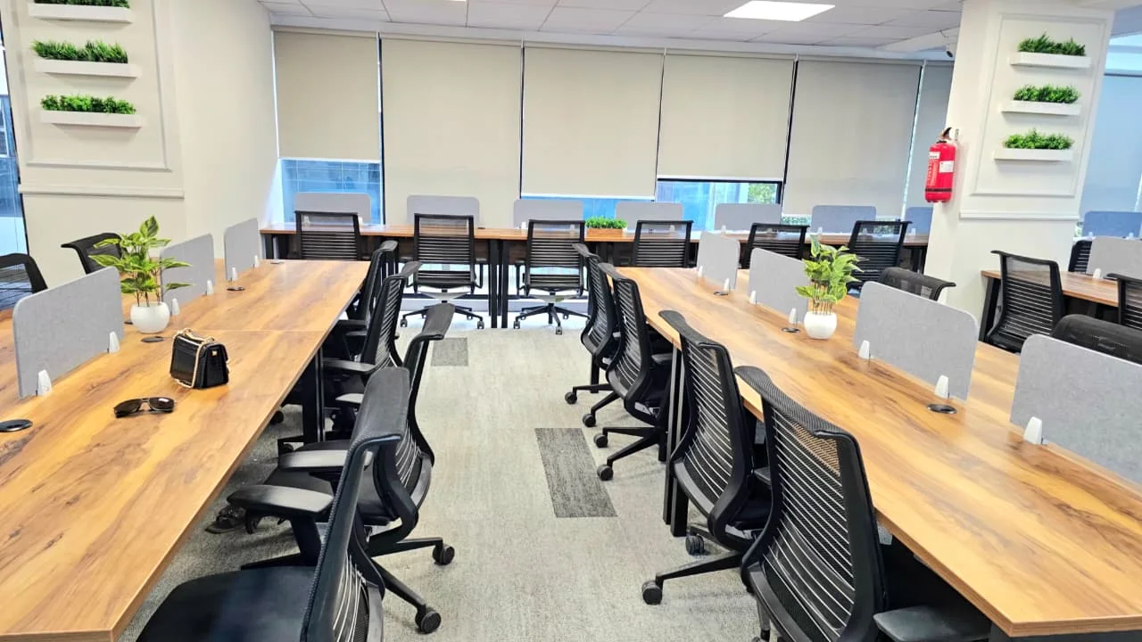 Bright shared workspace at The Meridian Cowork & Business Suites